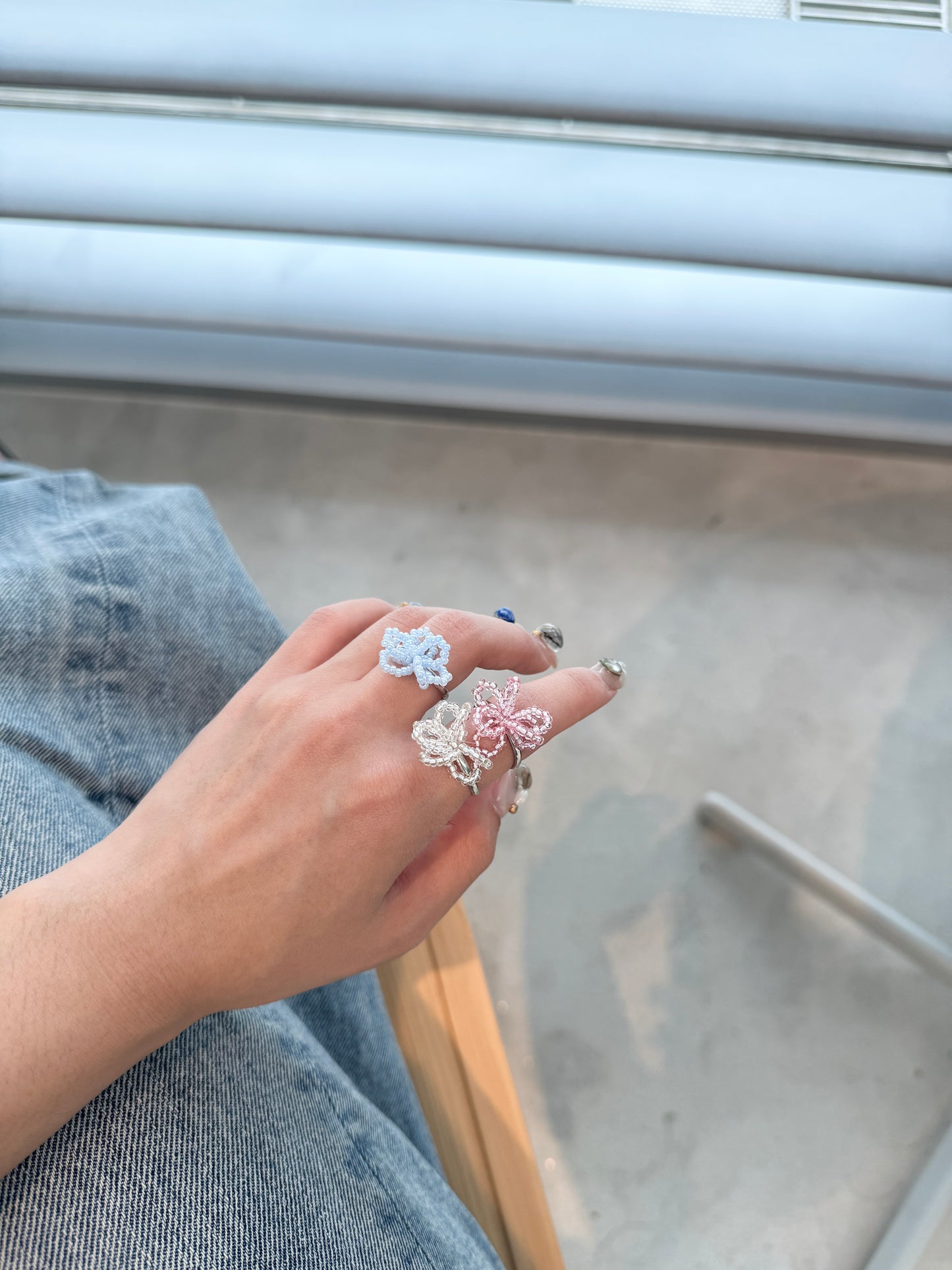 可愛花形串珠RING (可調SIZE)