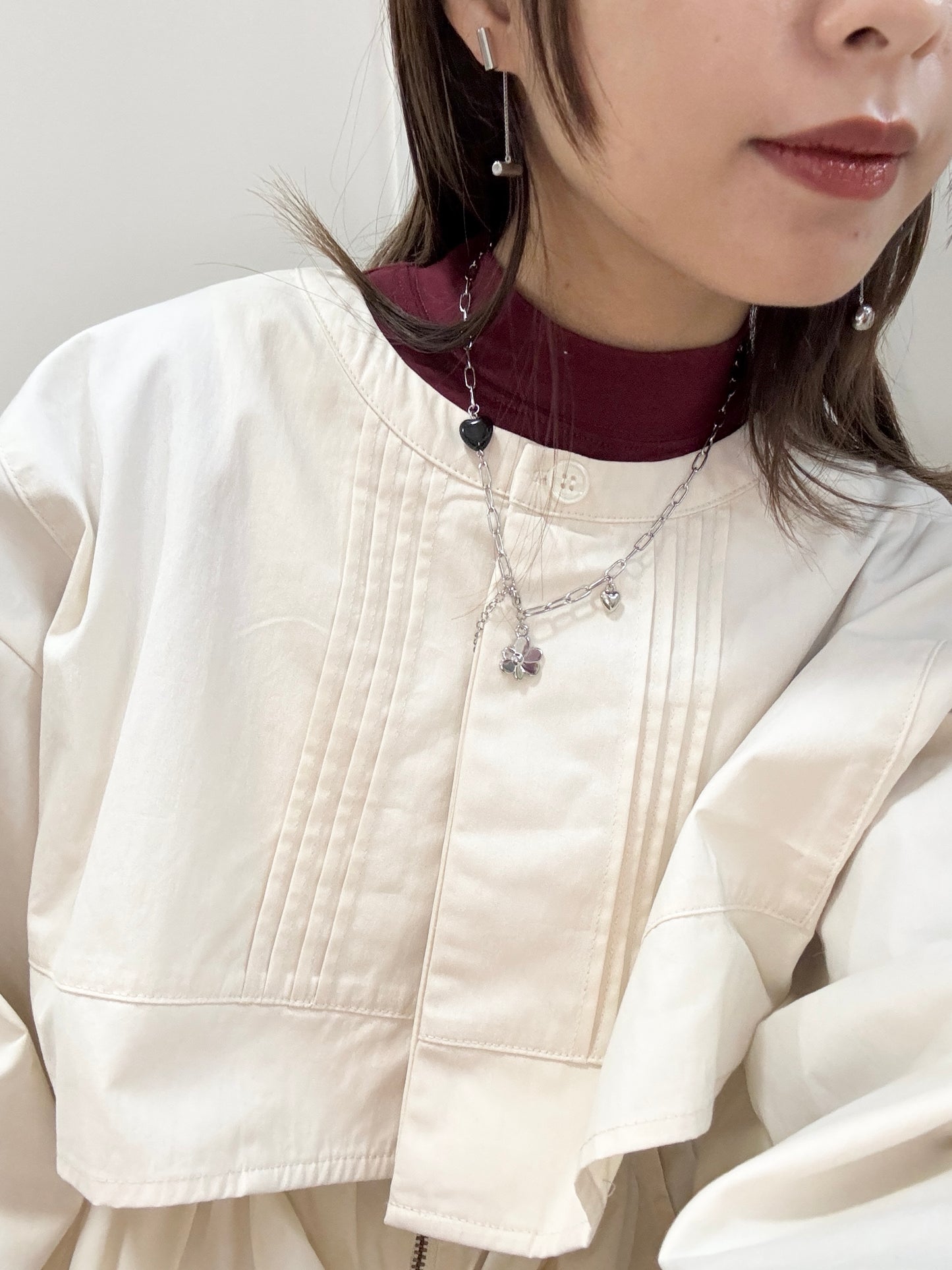 黑心心X花形頸鏈