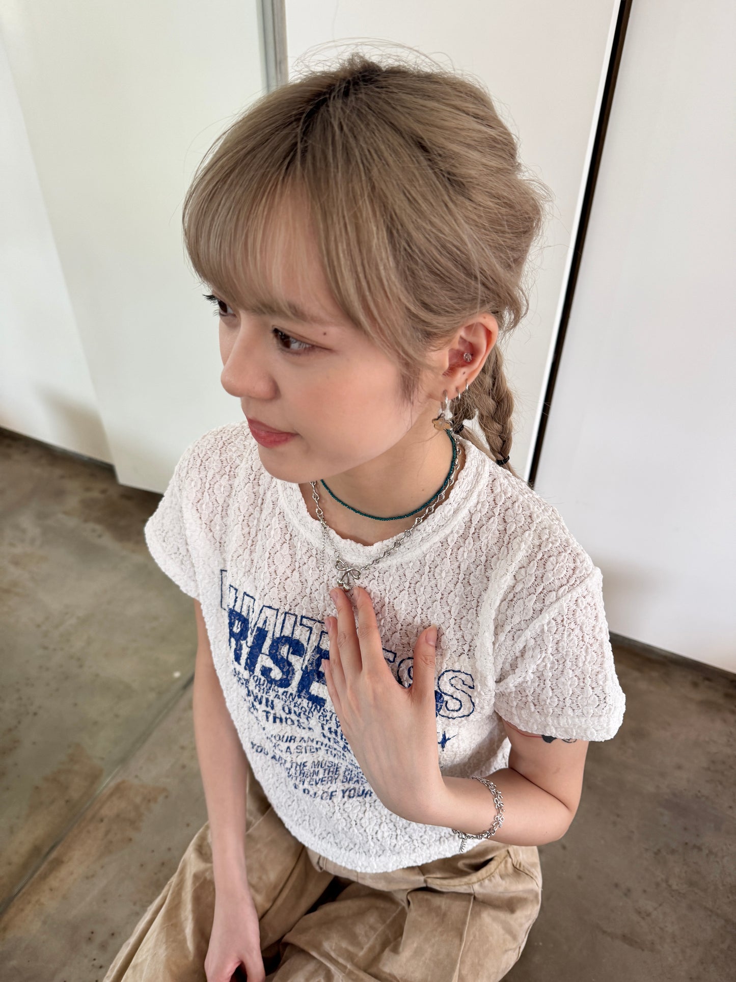 可愛心形蝴蝶結扣扣頸鏈