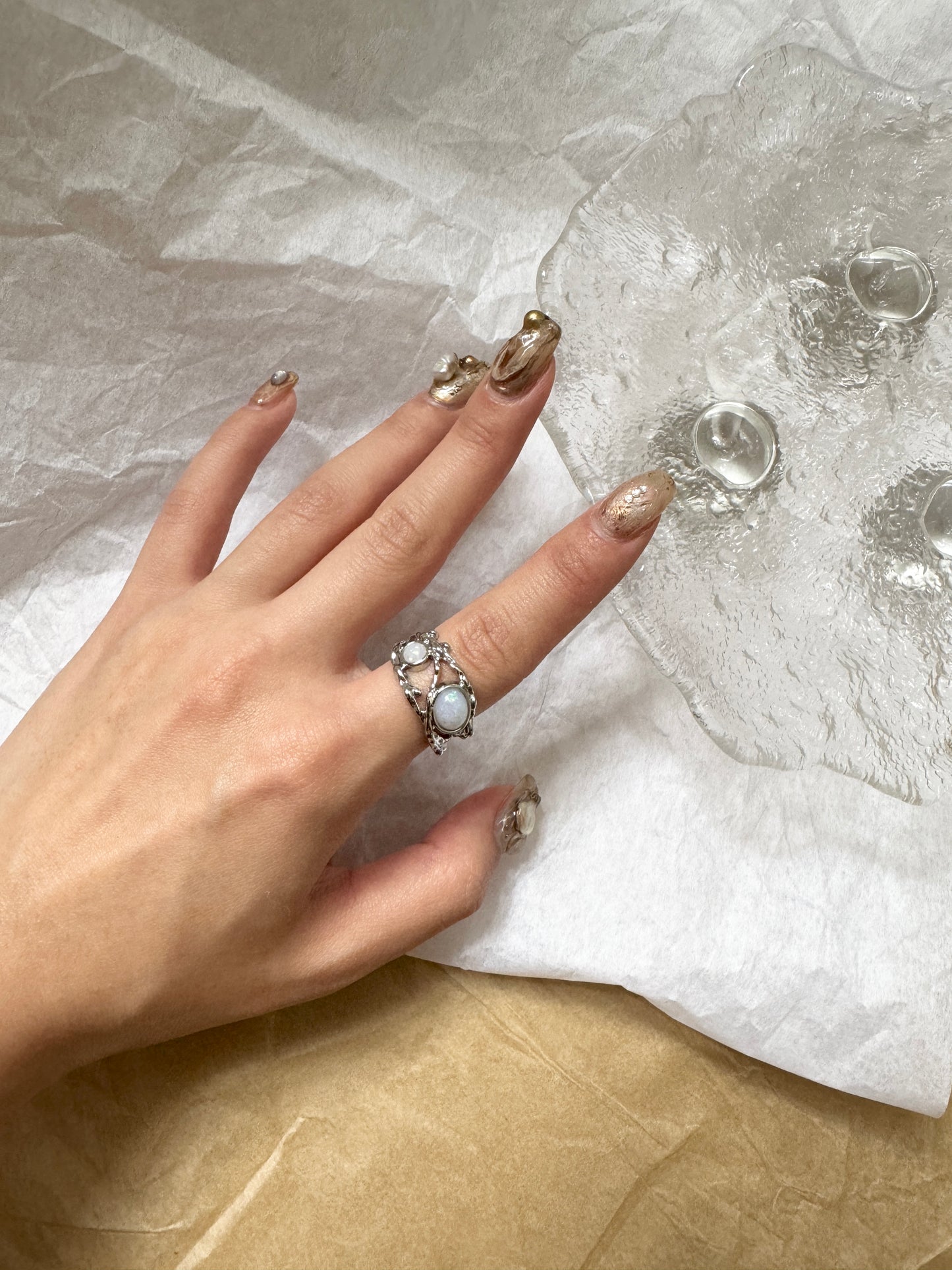 微BLING珠珠壓紋RING