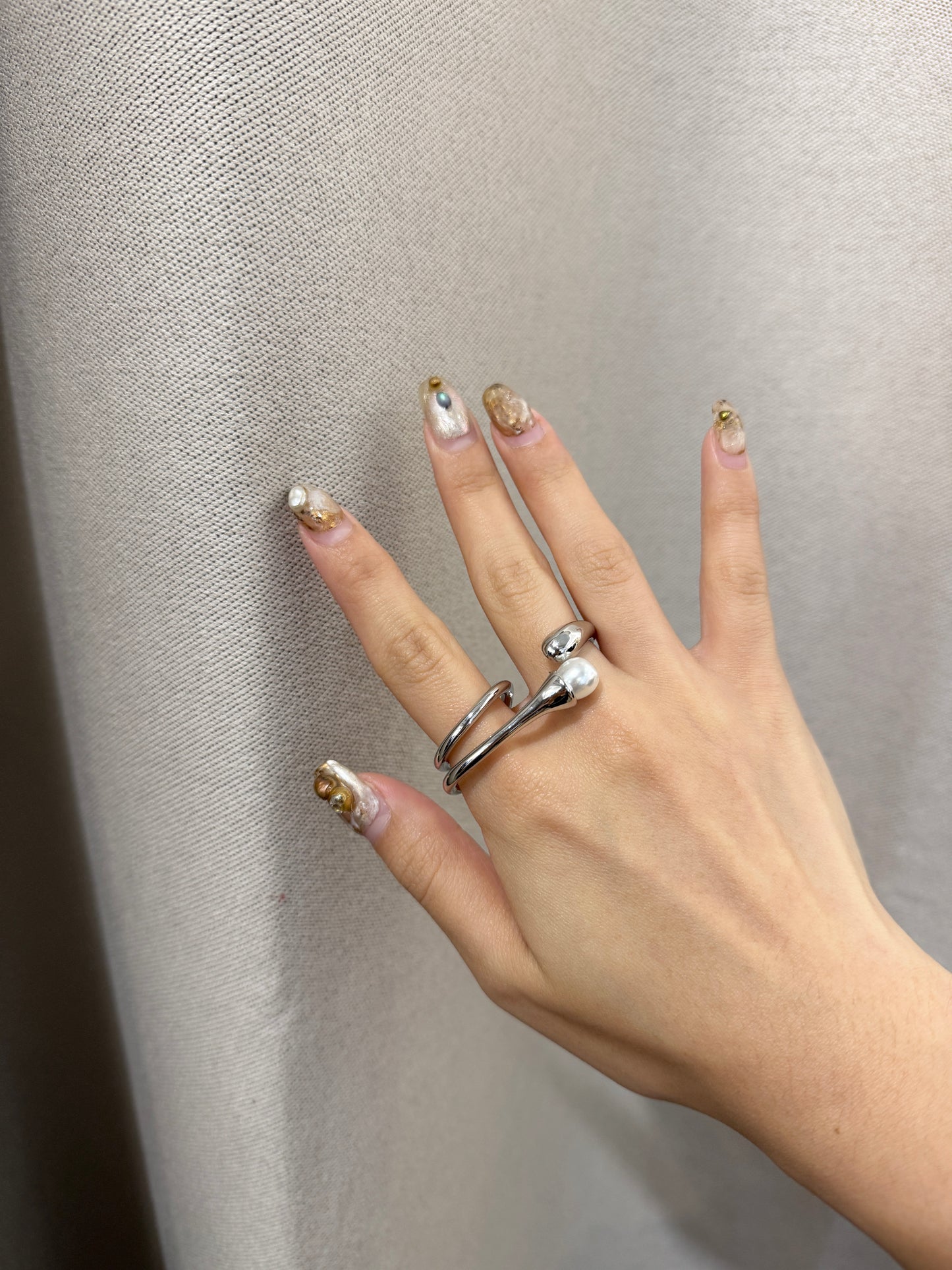 日系感！珍珠雙指環RING
