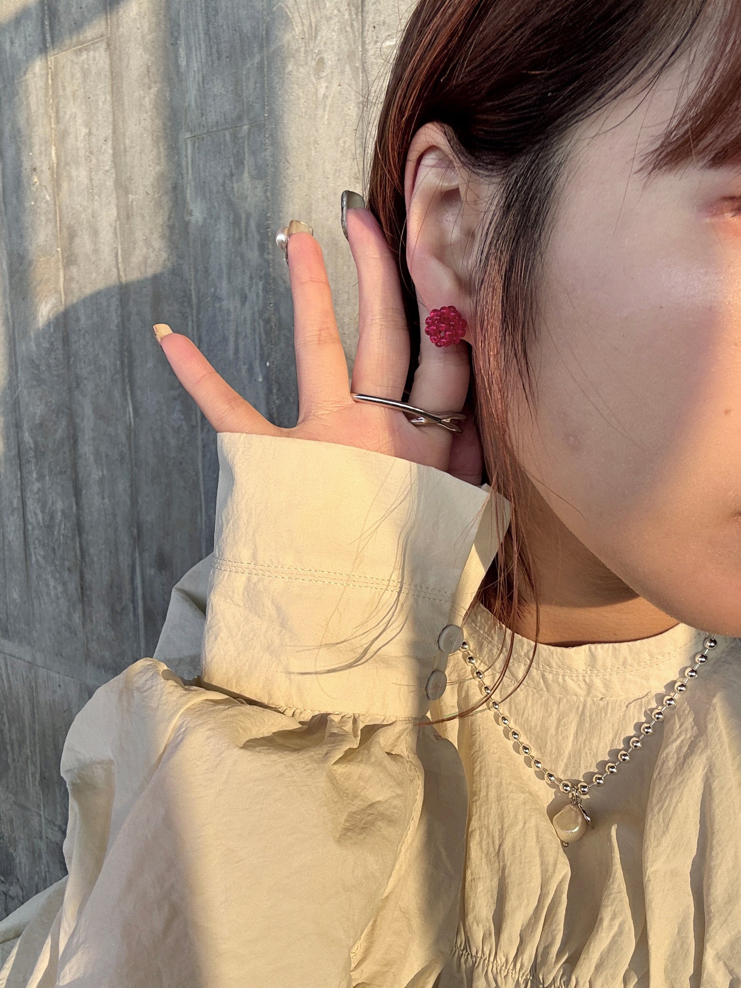 Mini小花球珠珠耳環