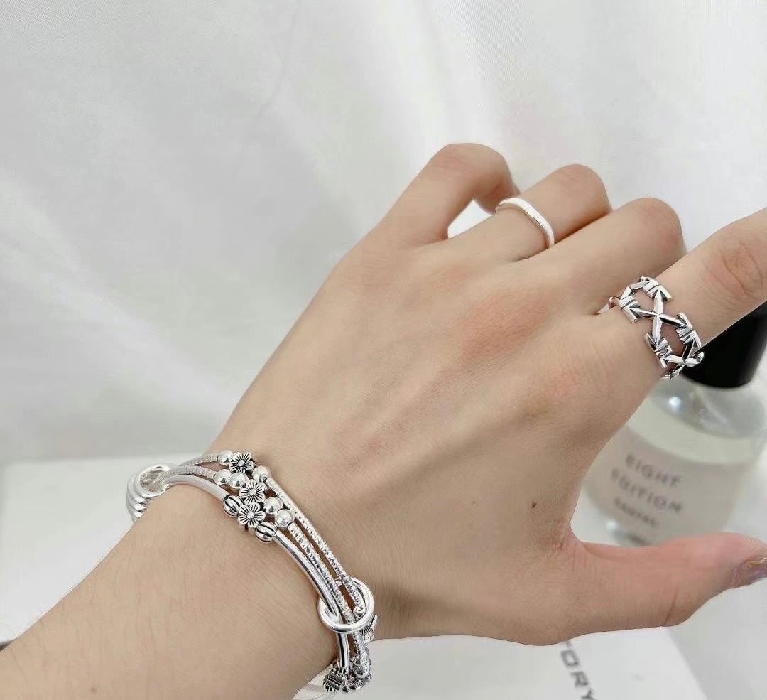 KR純銀團 925花花手鏈