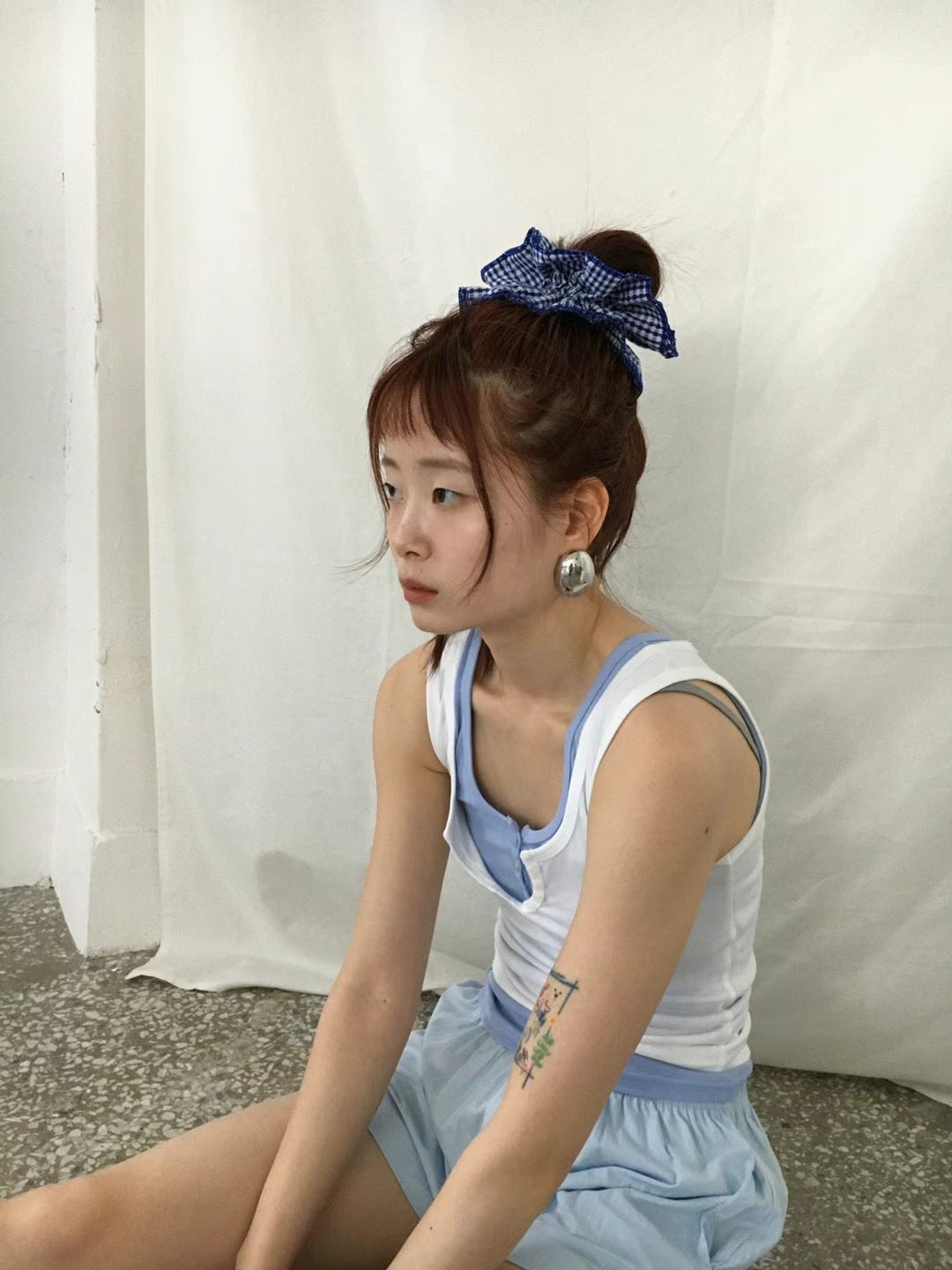 雙層格子質感髮圈