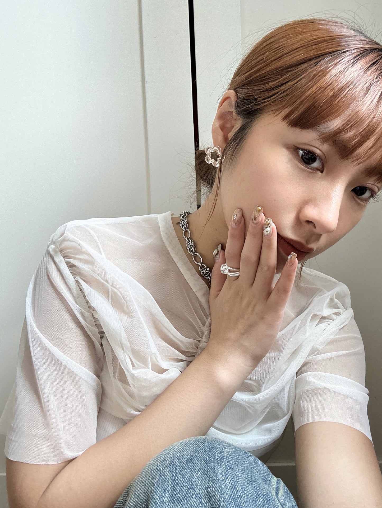 金屬邊框透明感耳環