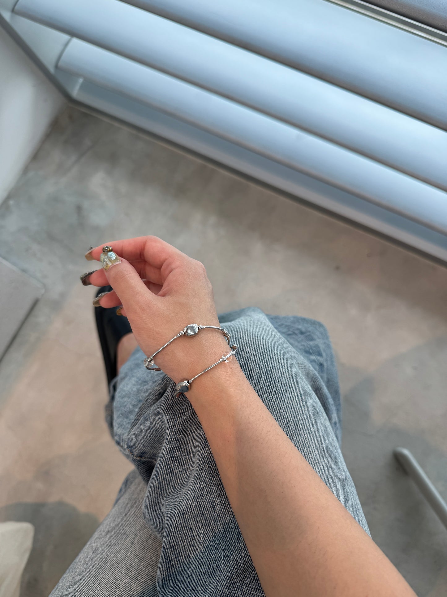 必買❤︎*˚兩用款小壓紋透明珠頸鏈/手鏈