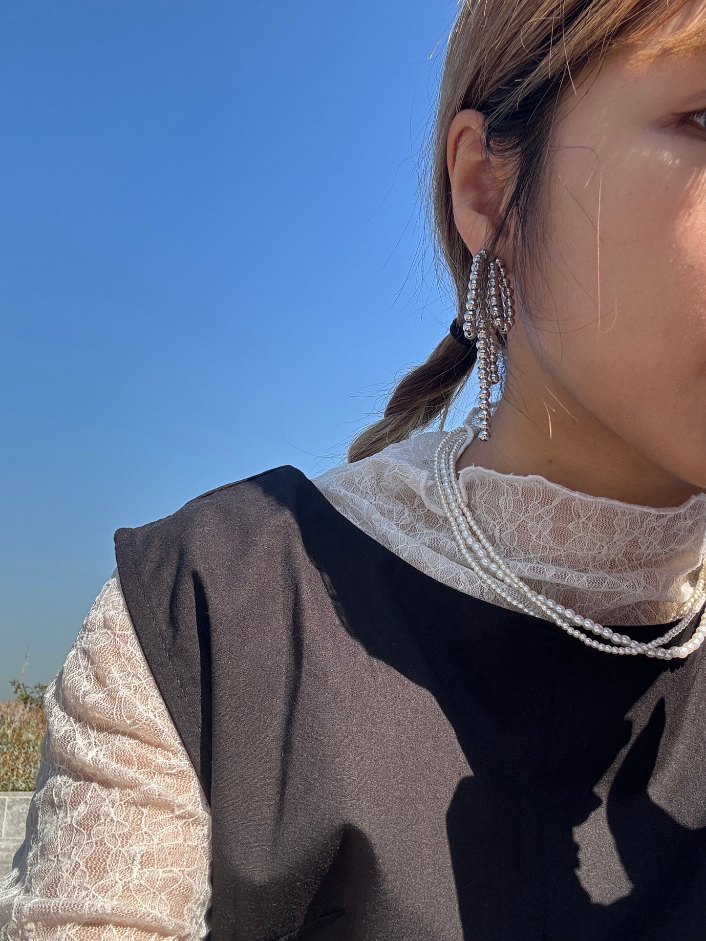 Layer pearl necklace