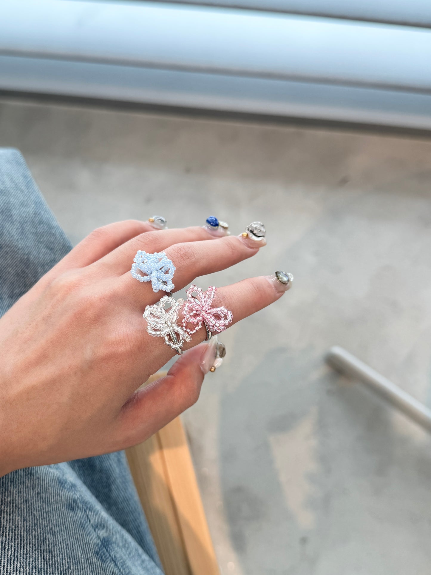 可愛花形串珠RING (可調SIZE)