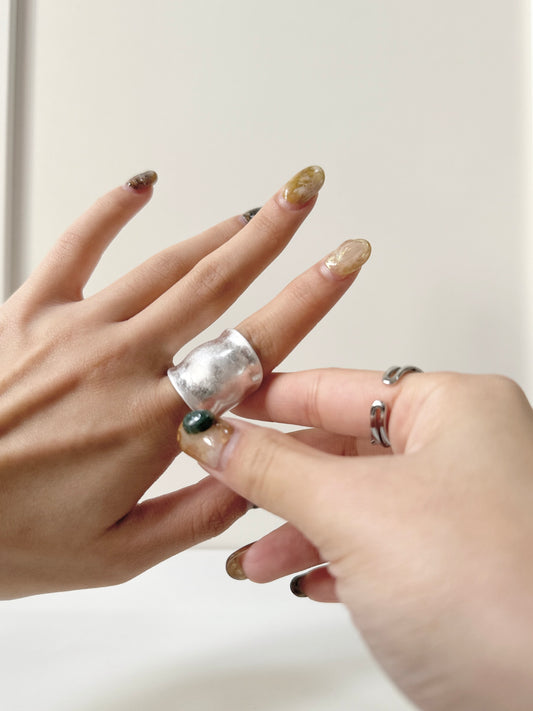 自留款！日系感凹凸面粗RING￼