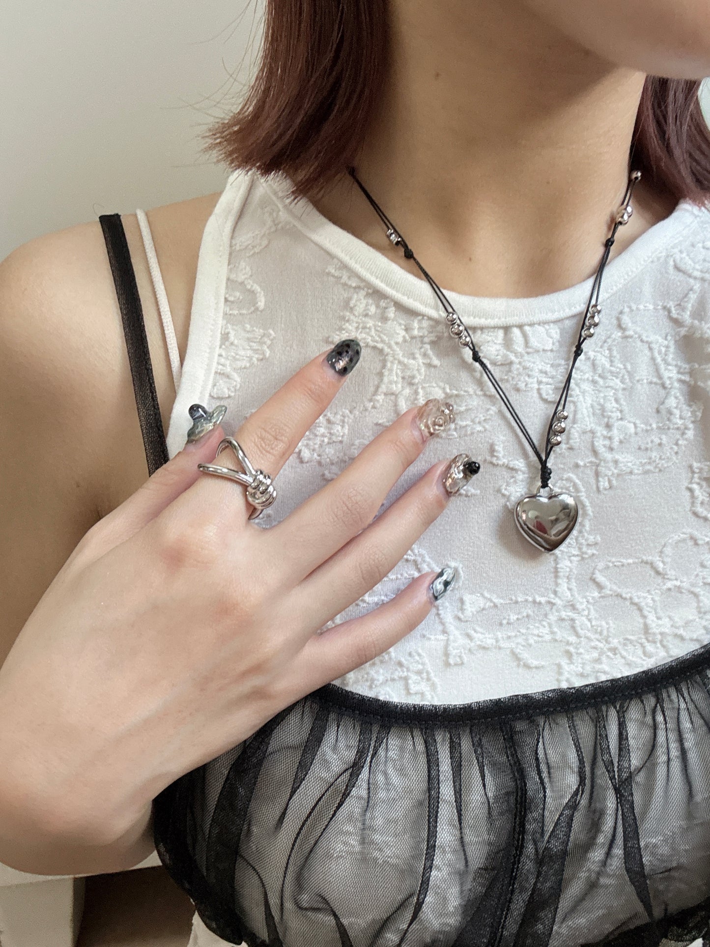 推！Double線珠珠心形頸鏈