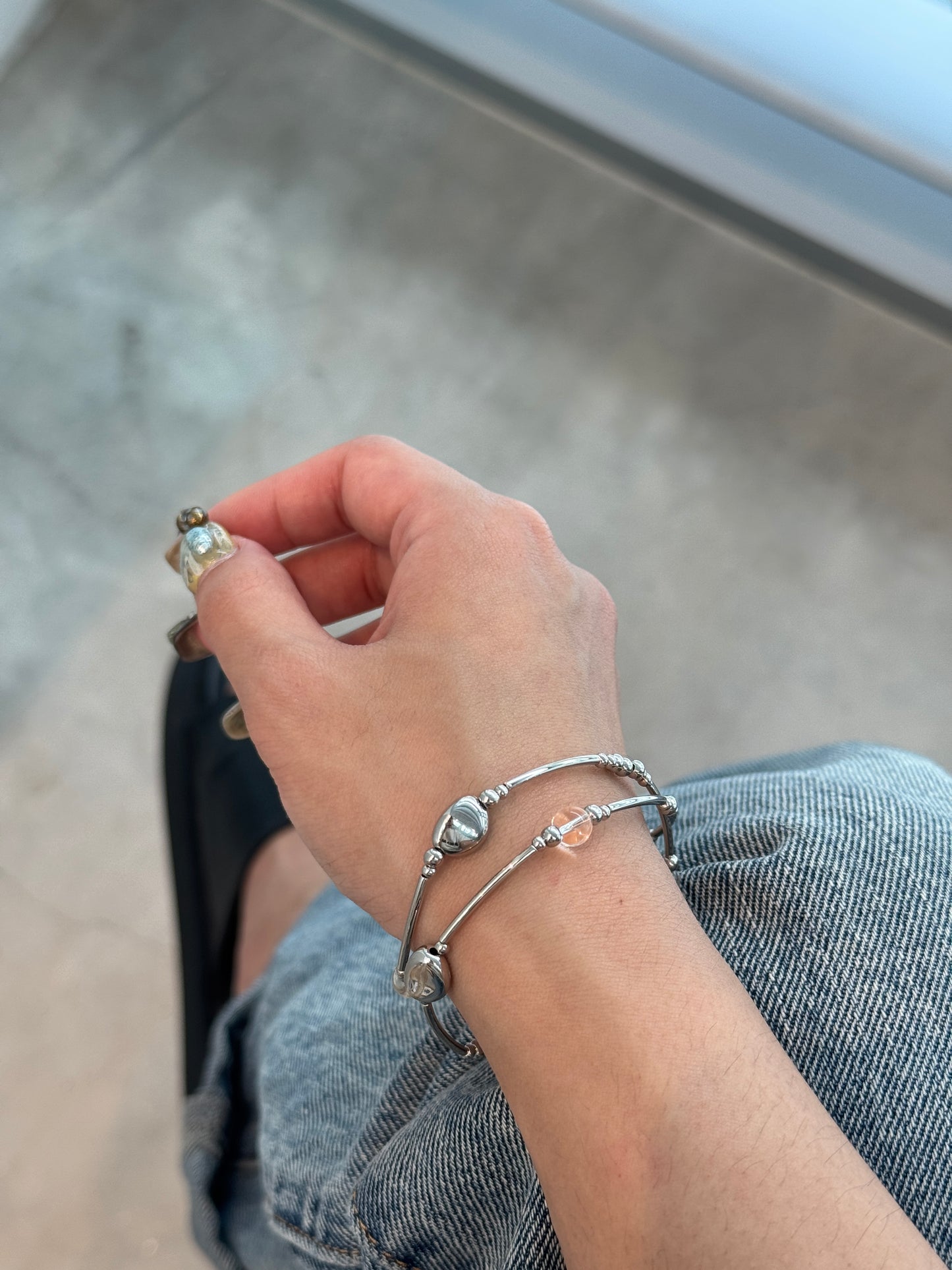 必買❤︎*˚兩用款小壓紋透明珠頸鏈/手鏈