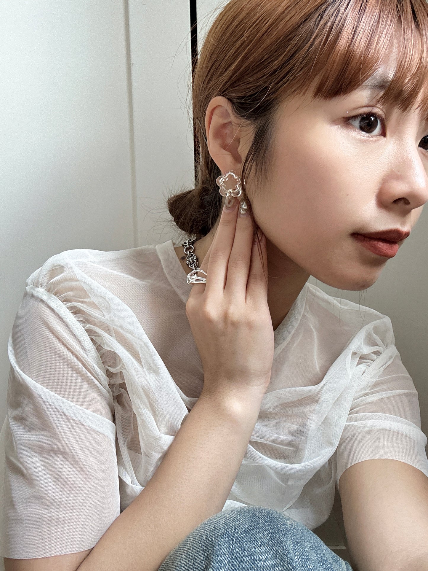 金屬邊框透明感耳環