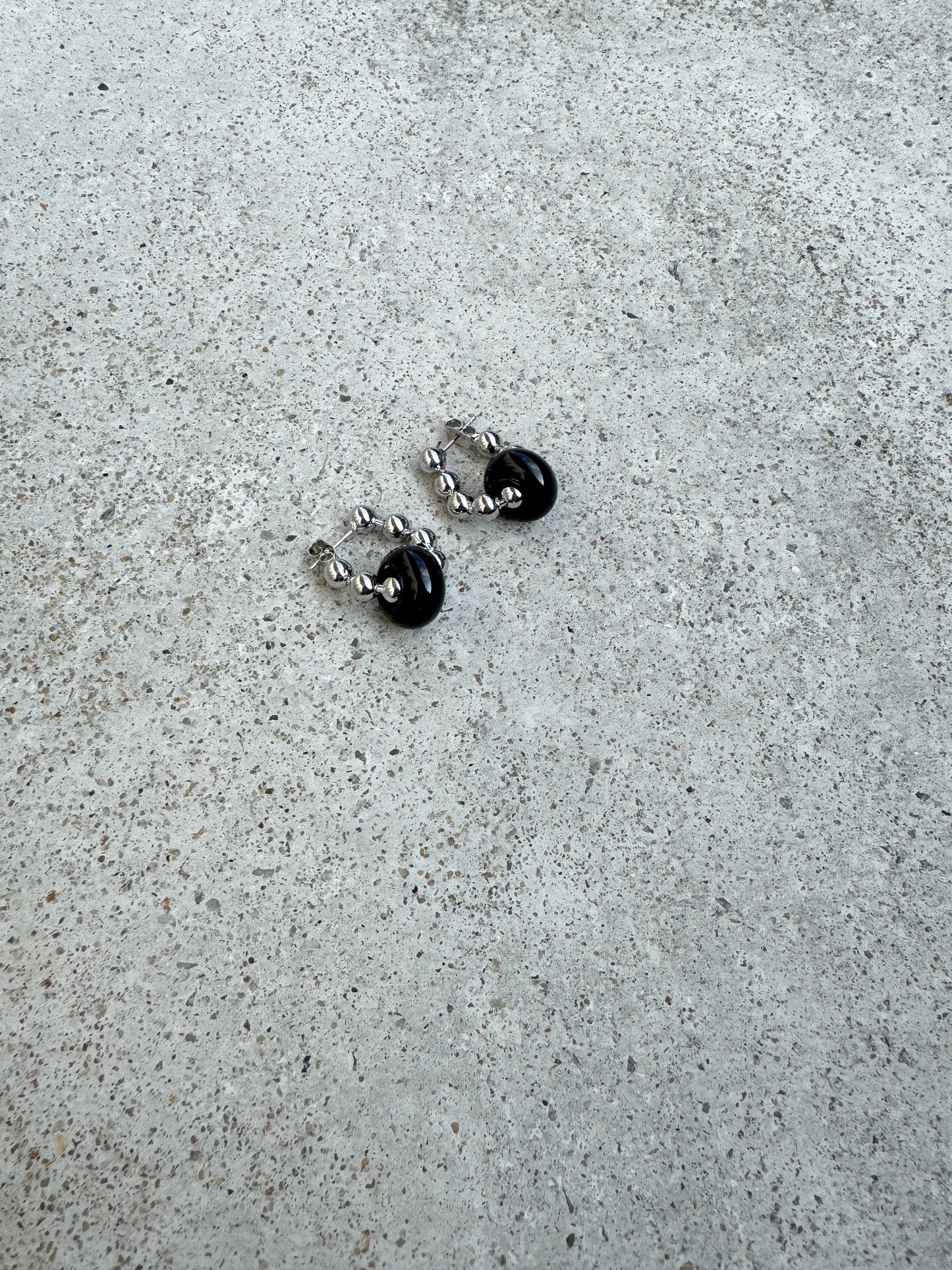 低調小石珠珠環耳環