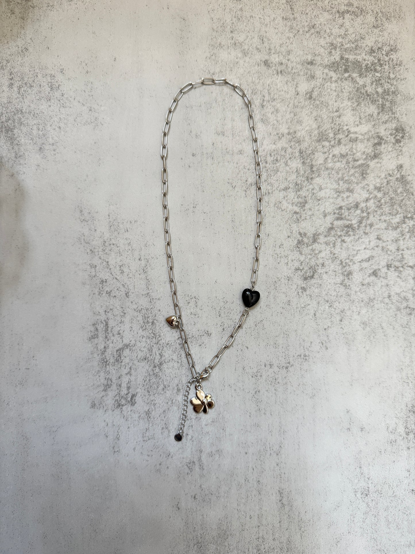 黑心心X花形頸鏈