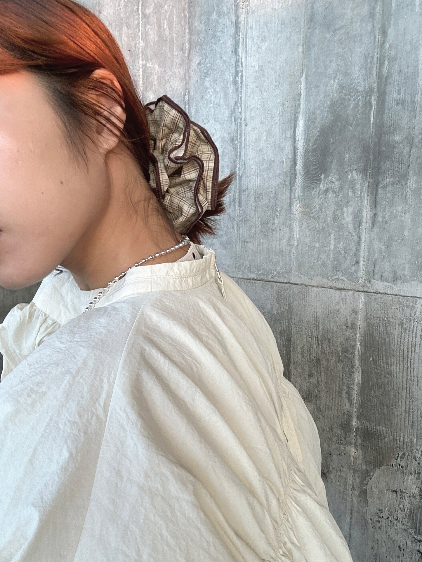 復古格紋雙層髮圈