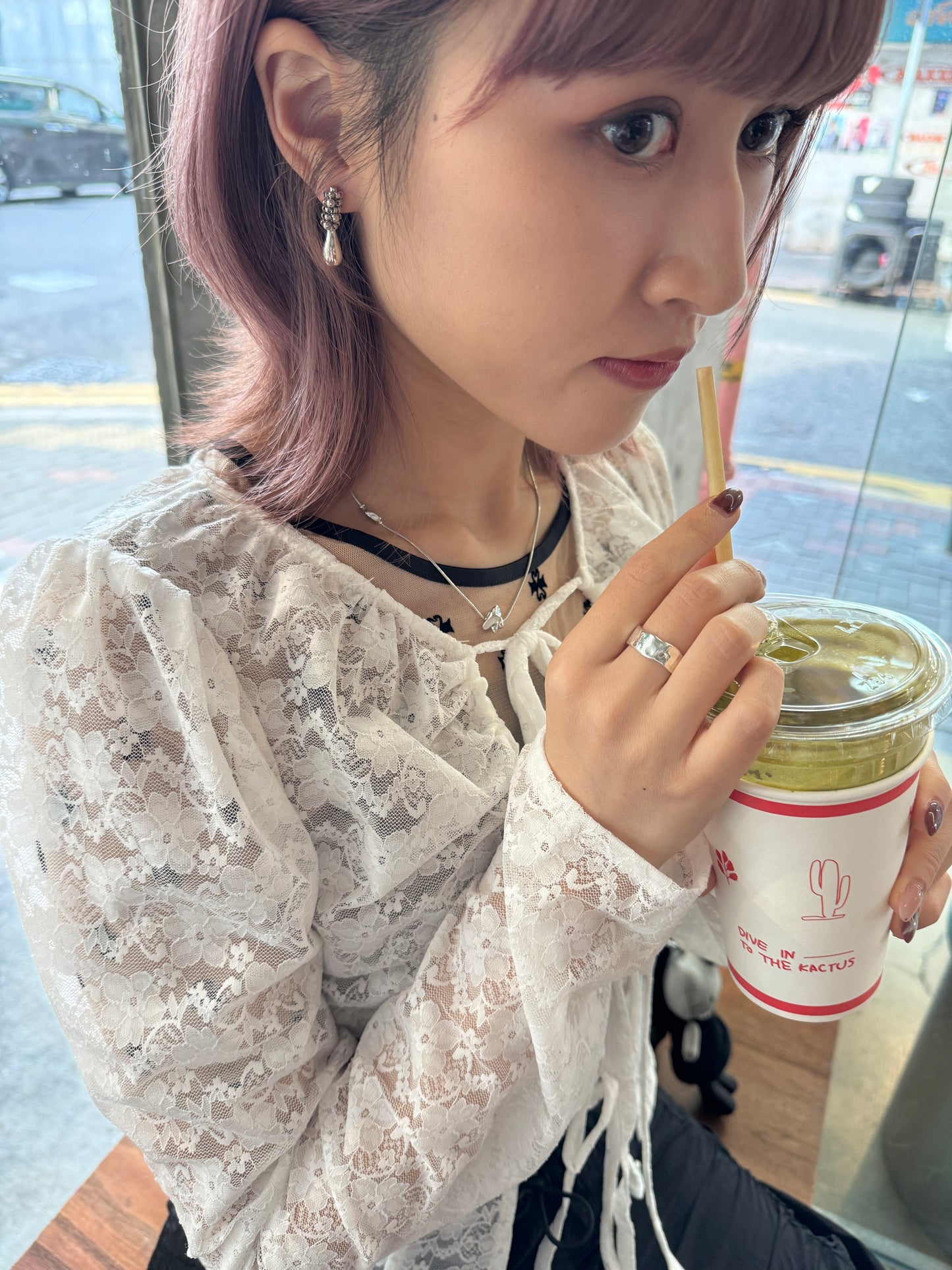 堆堆珠水滴小耳環