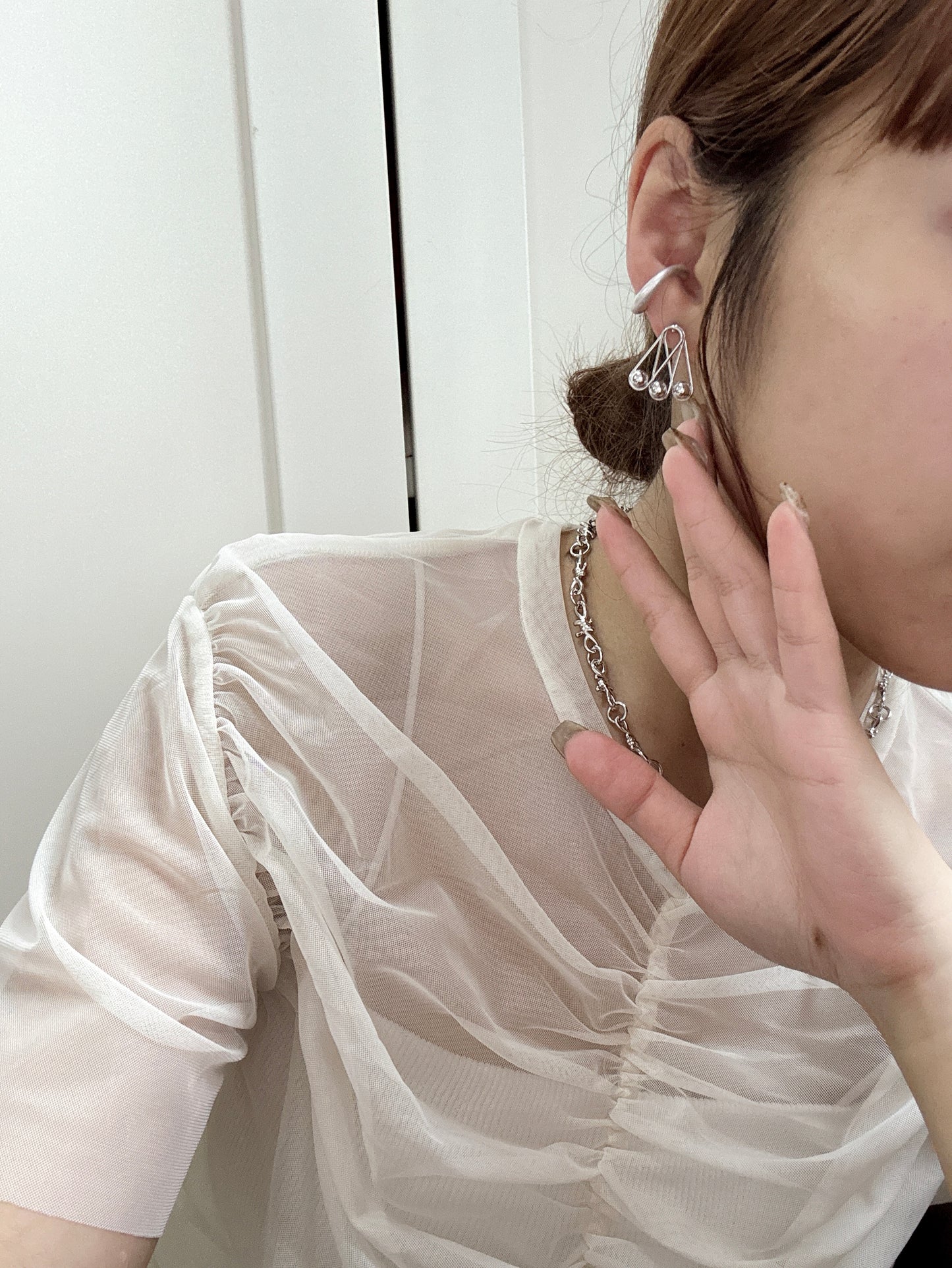 基本款～倒三角珠珠耳環