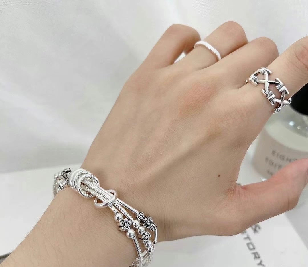KR純銀團 925花花手鏈