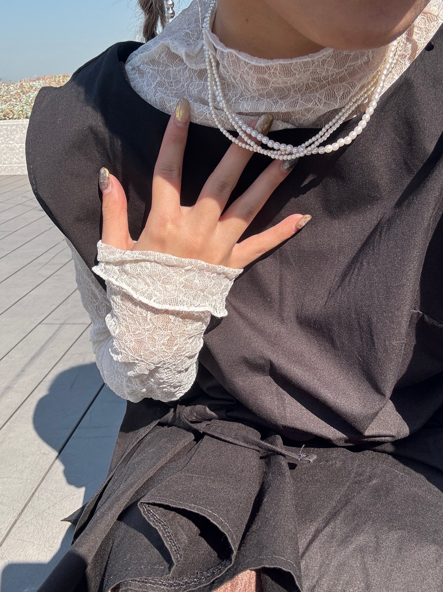 Layer pearl necklace