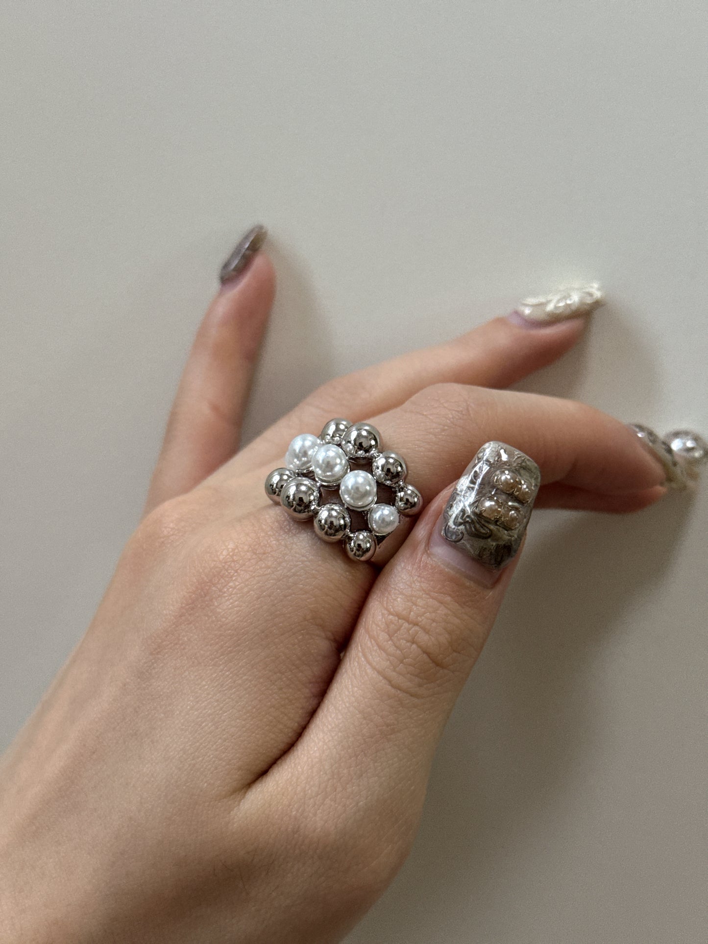 推～珍珠夾心RING
