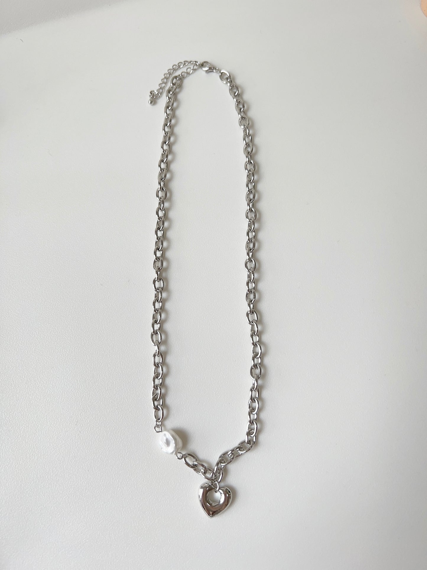 心心珍珠扣頸鏈