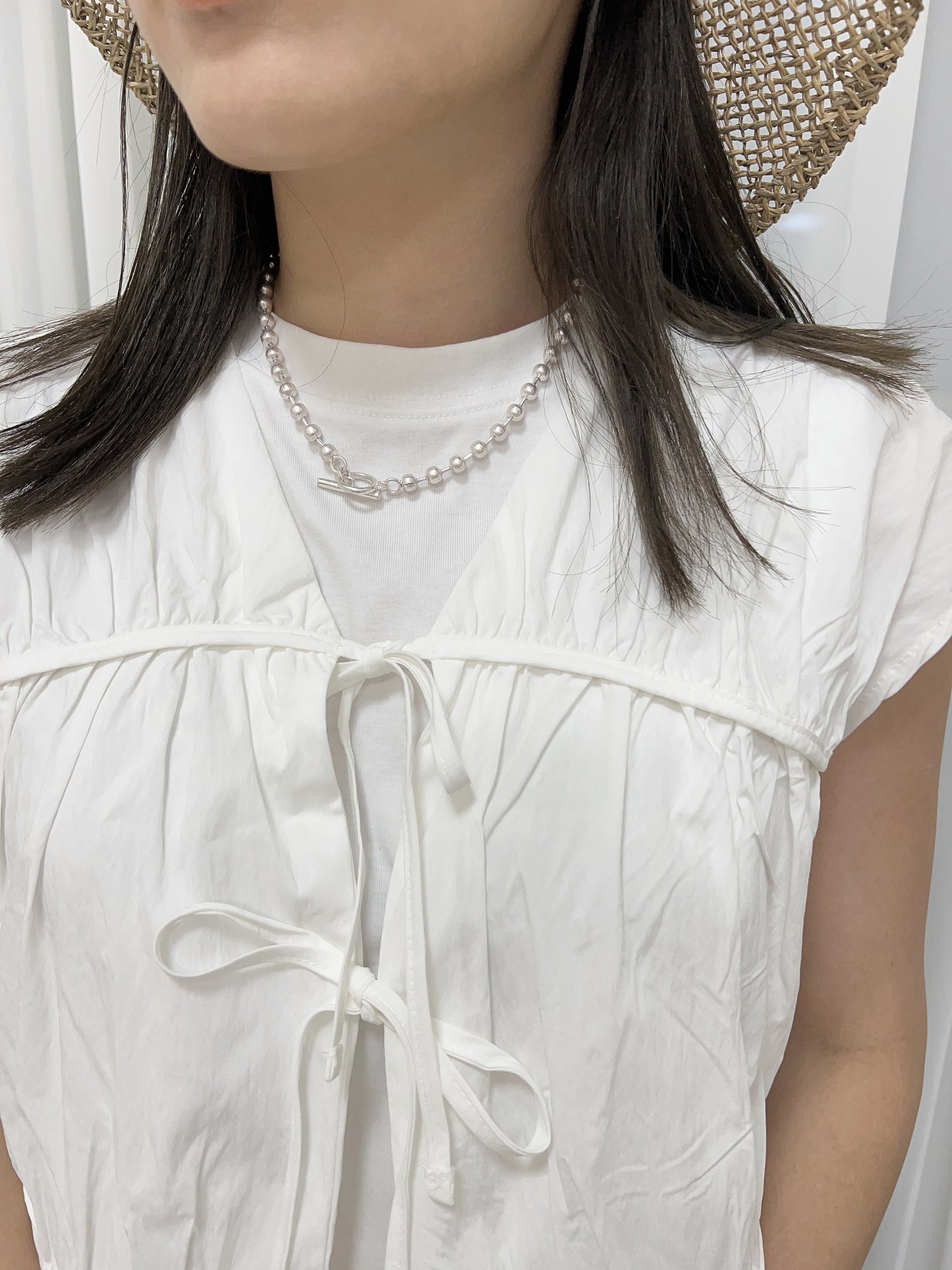 霧面珠珠T扣頸鏈