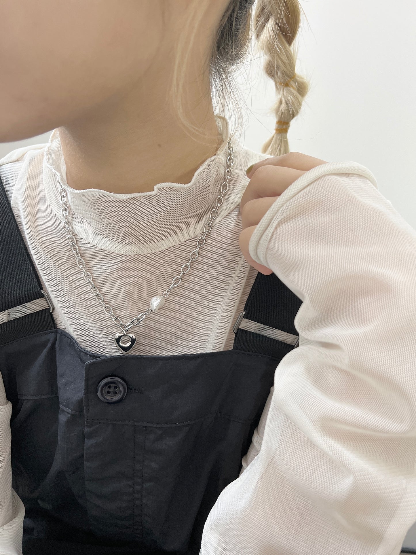 心心珍珠扣頸鏈