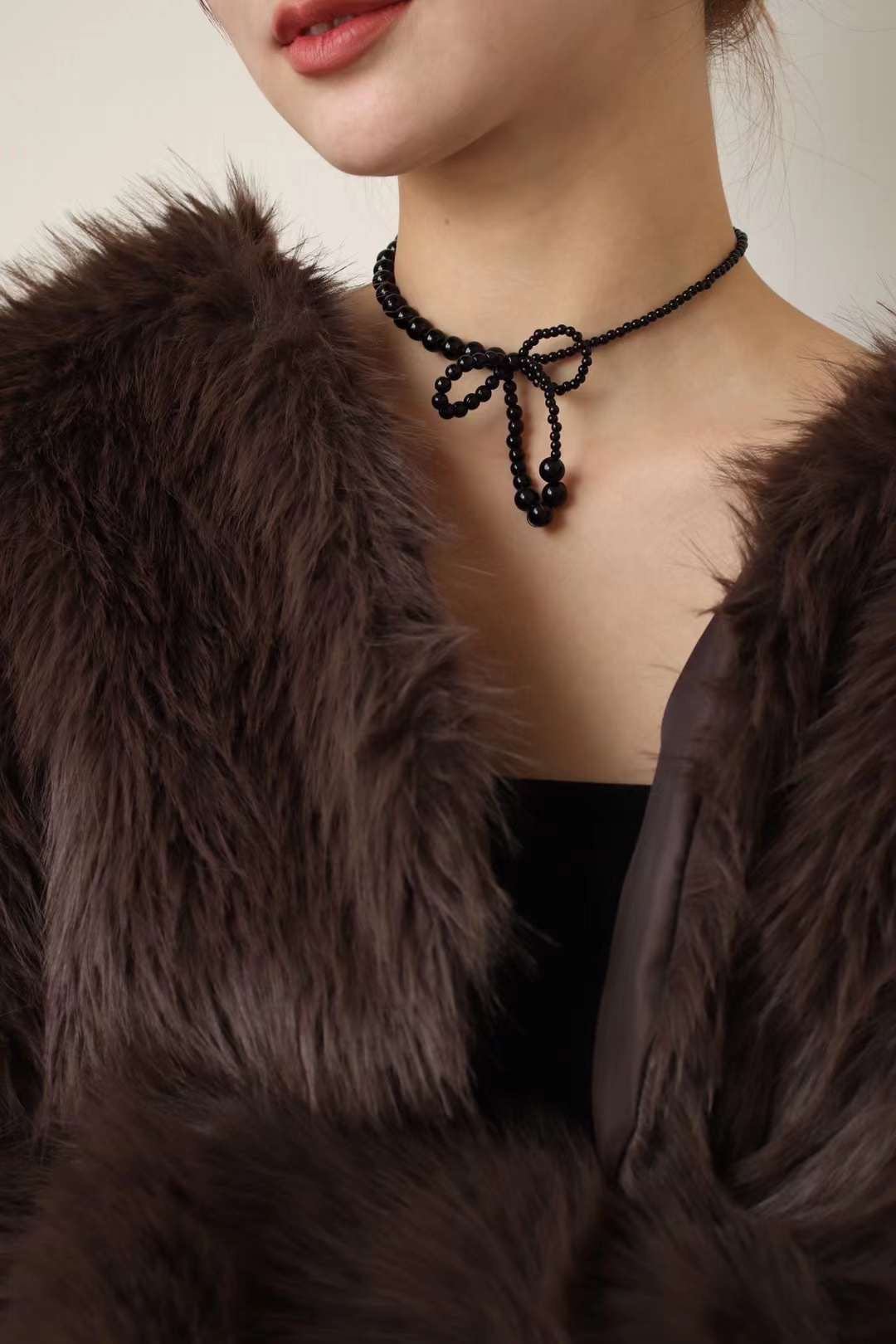 氣質珠珠蝴蝶結頸鏈