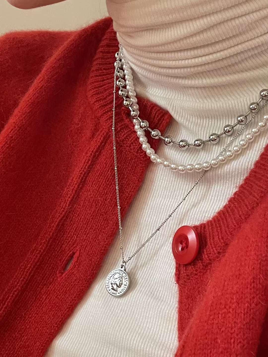 1set 3條 珍珠頸鏈SET