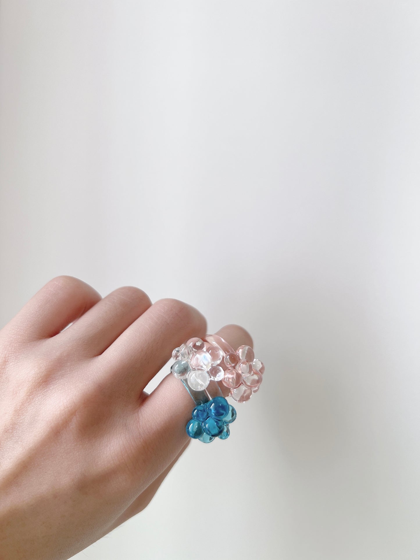 Clear flower RING ( 4色入)