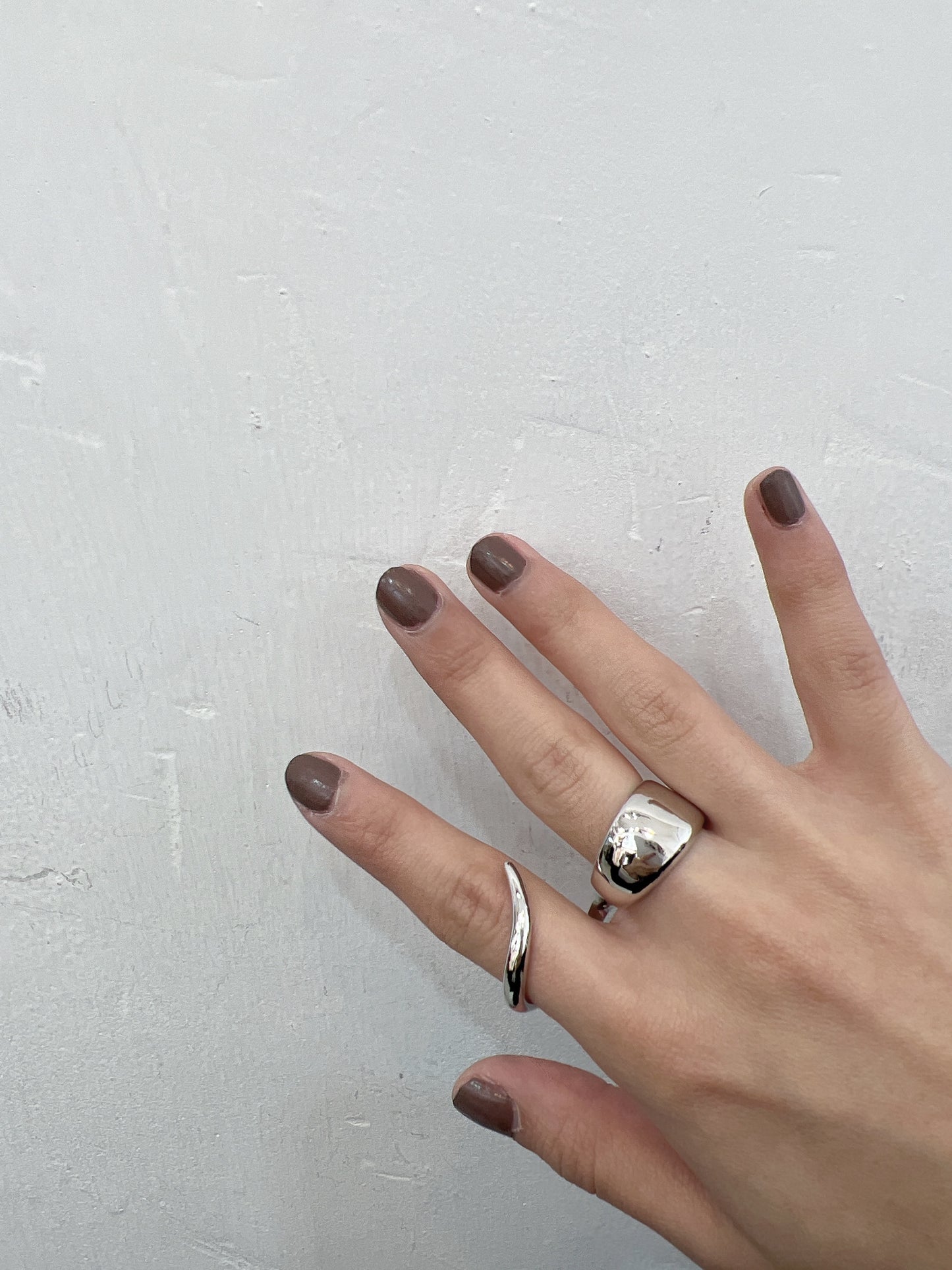 粗幼拼雙指戒指