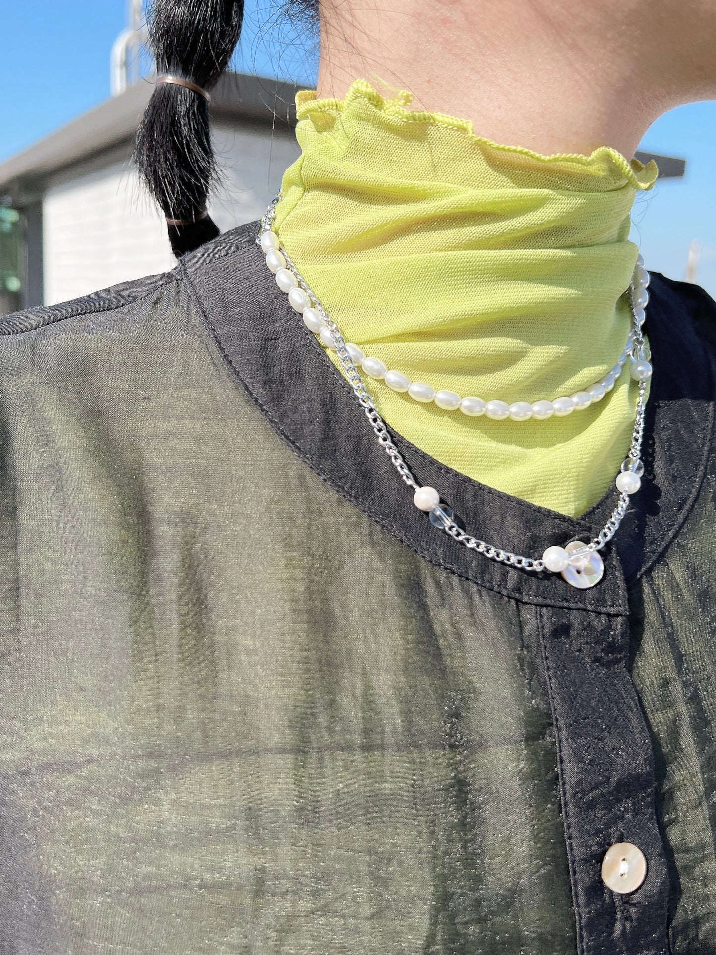 透明珍珠超好襯長頸鏈