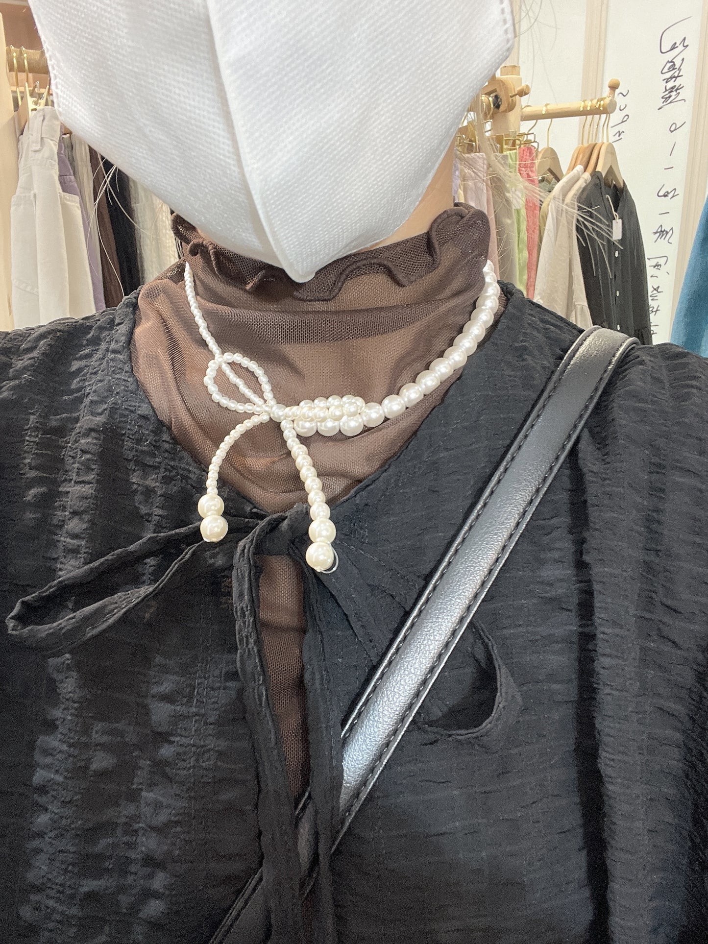 氣質珠珠蝴蝶結頸鏈