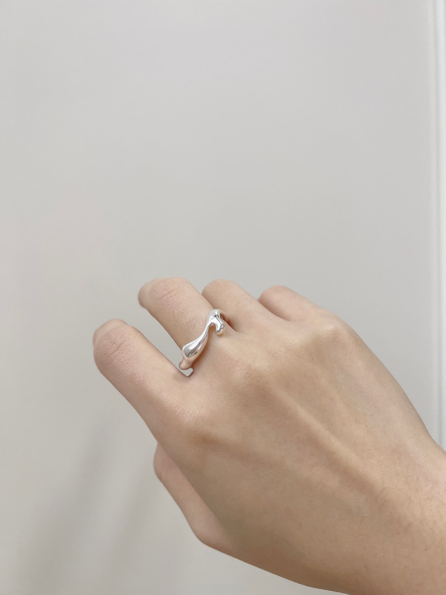 不規則霧面水滴戒指