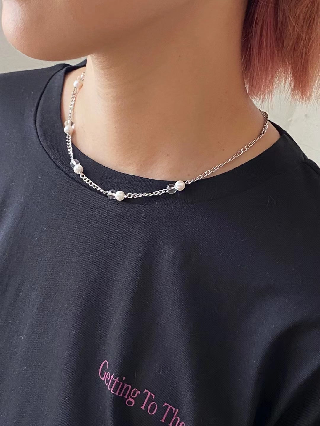 透明珍珠超好襯長頸鏈