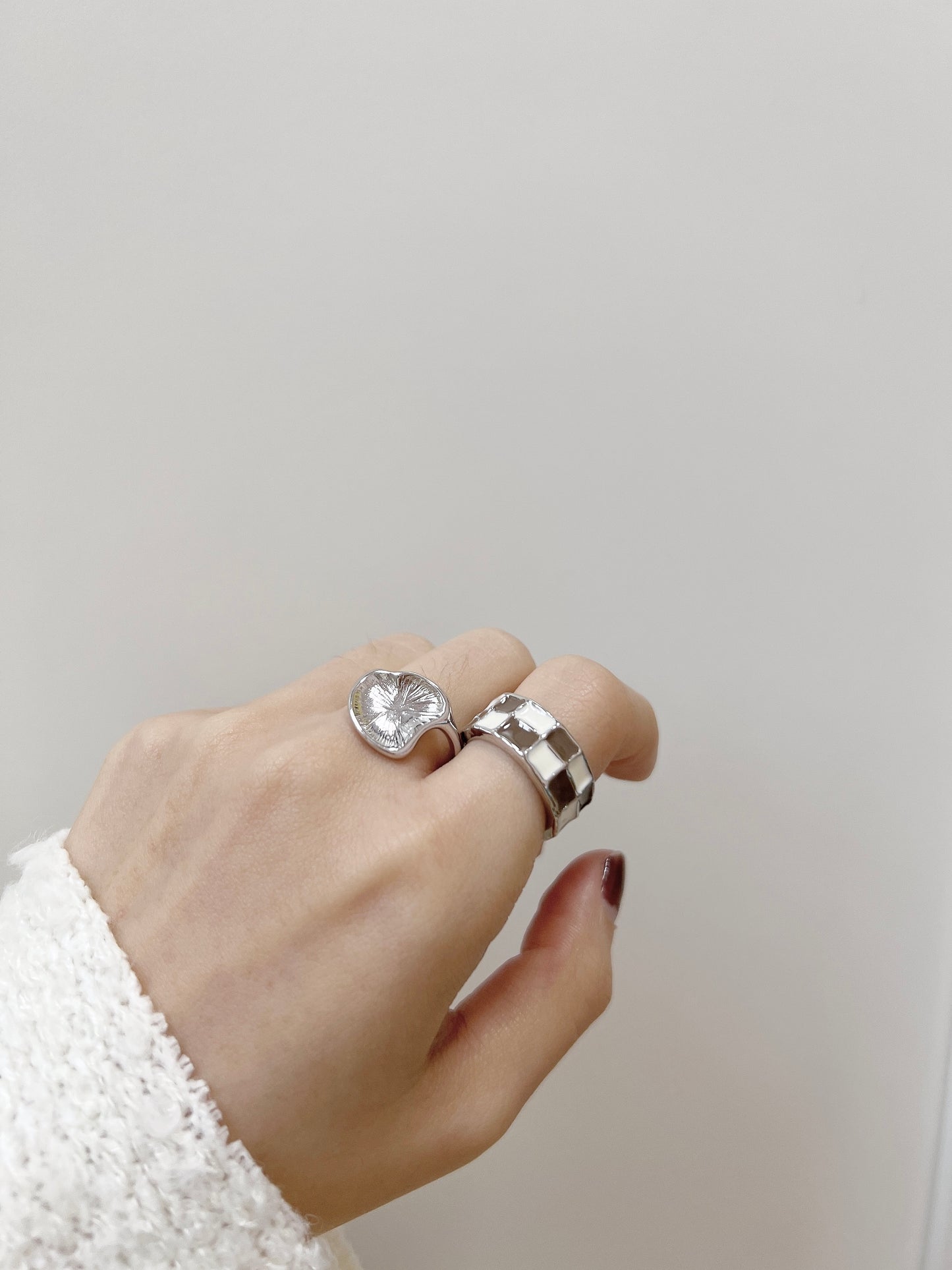 凹壓紋開口戒指