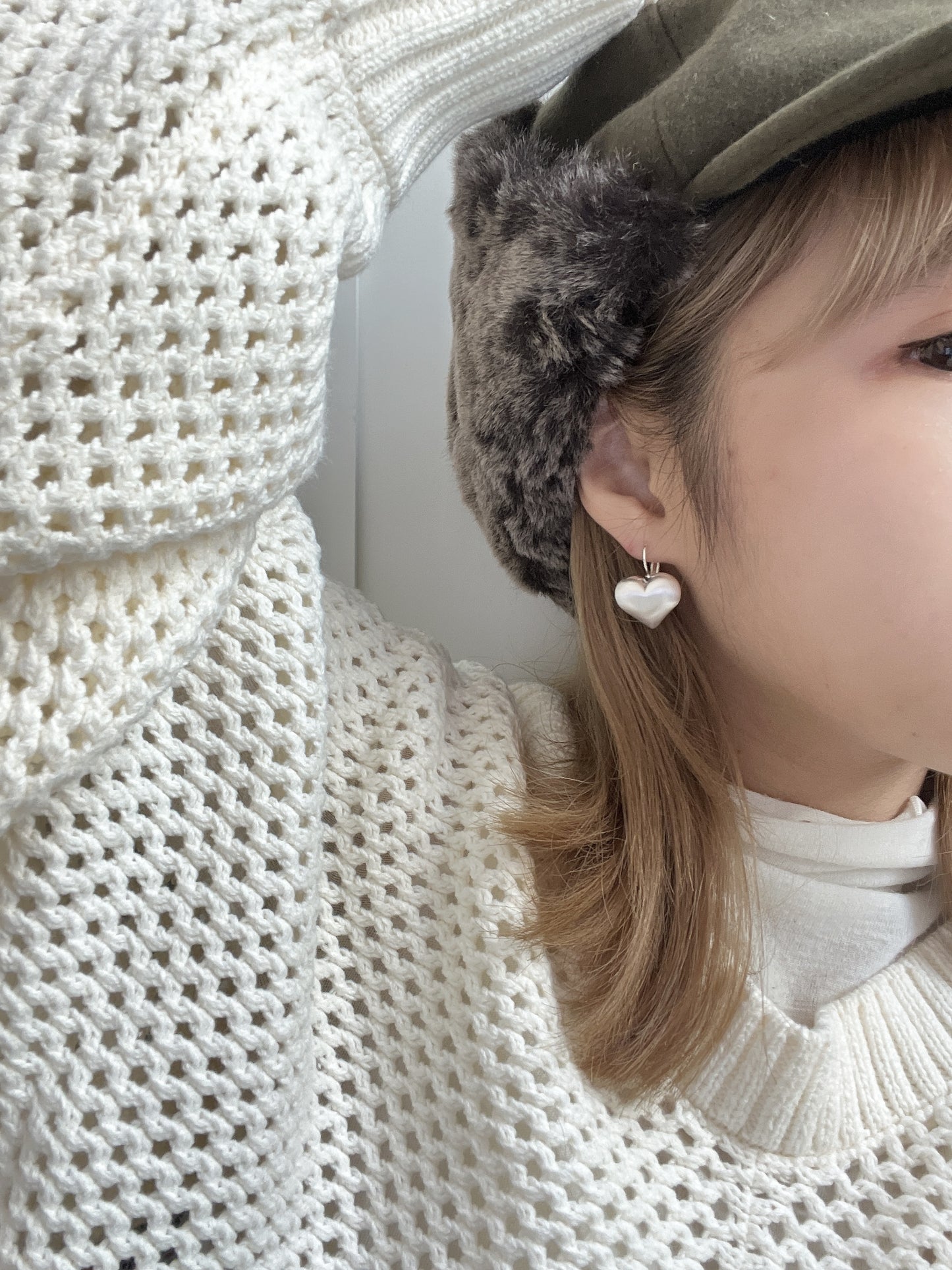 霧面質感心心耳環