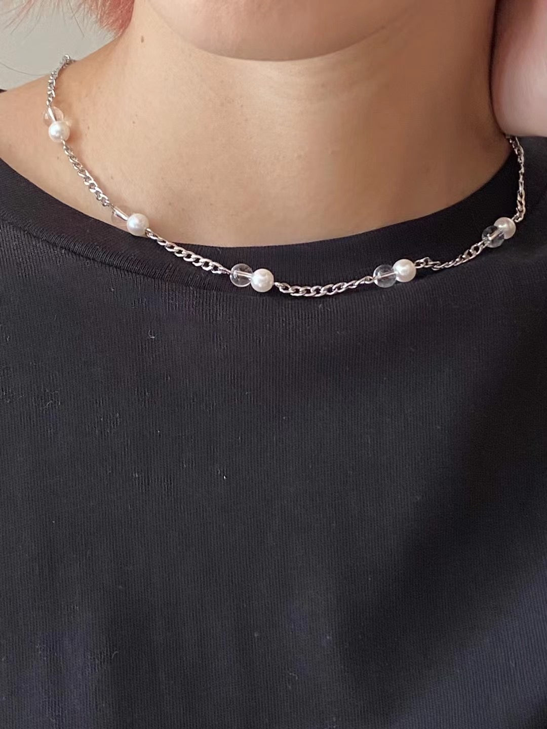 透明珍珠超好襯長頸鏈