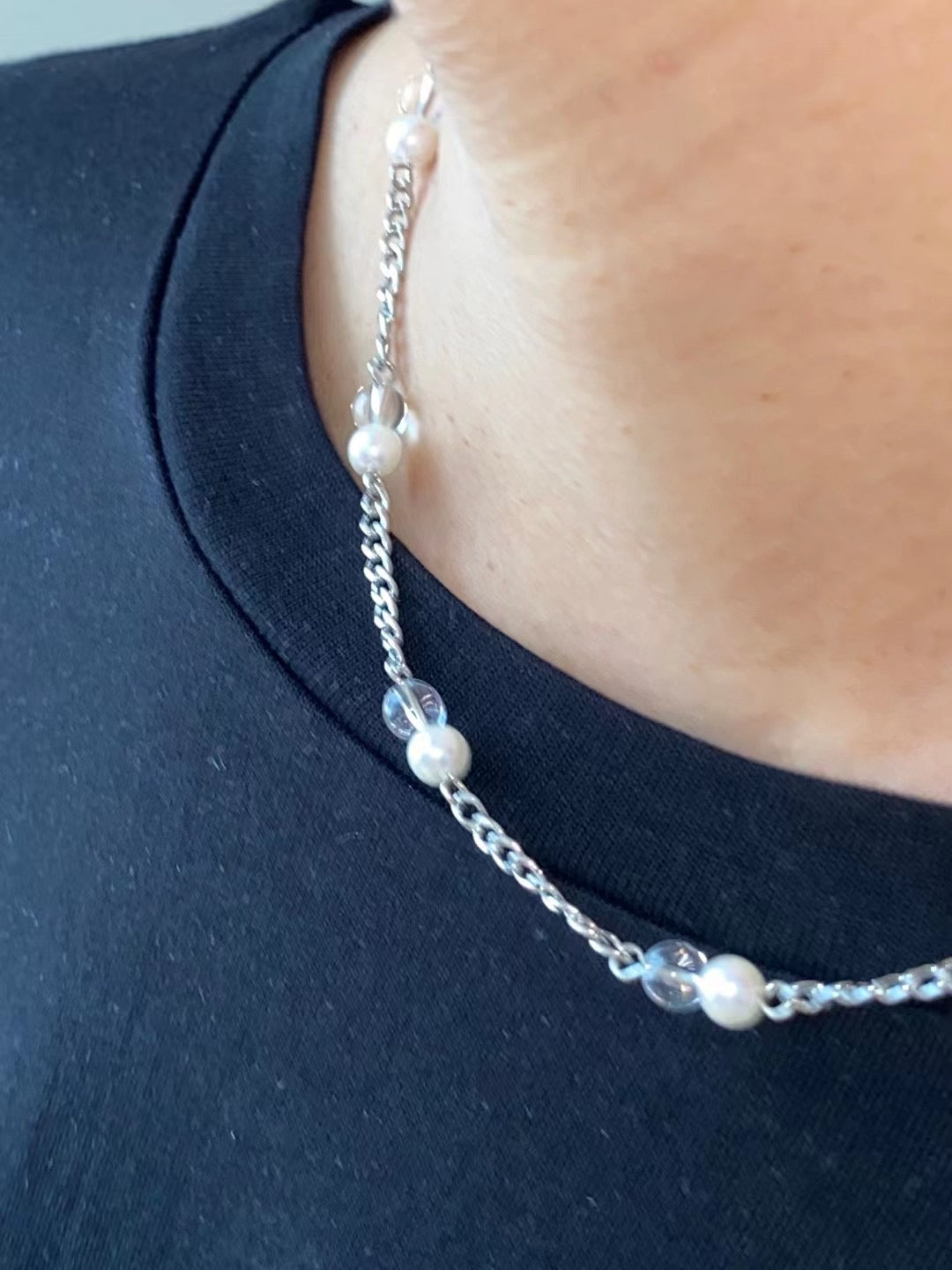透明珍珠超好襯長頸鏈