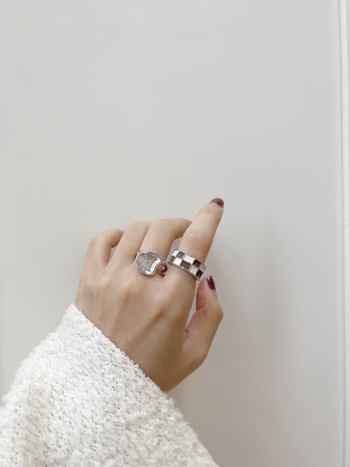 凹壓紋開口戒指