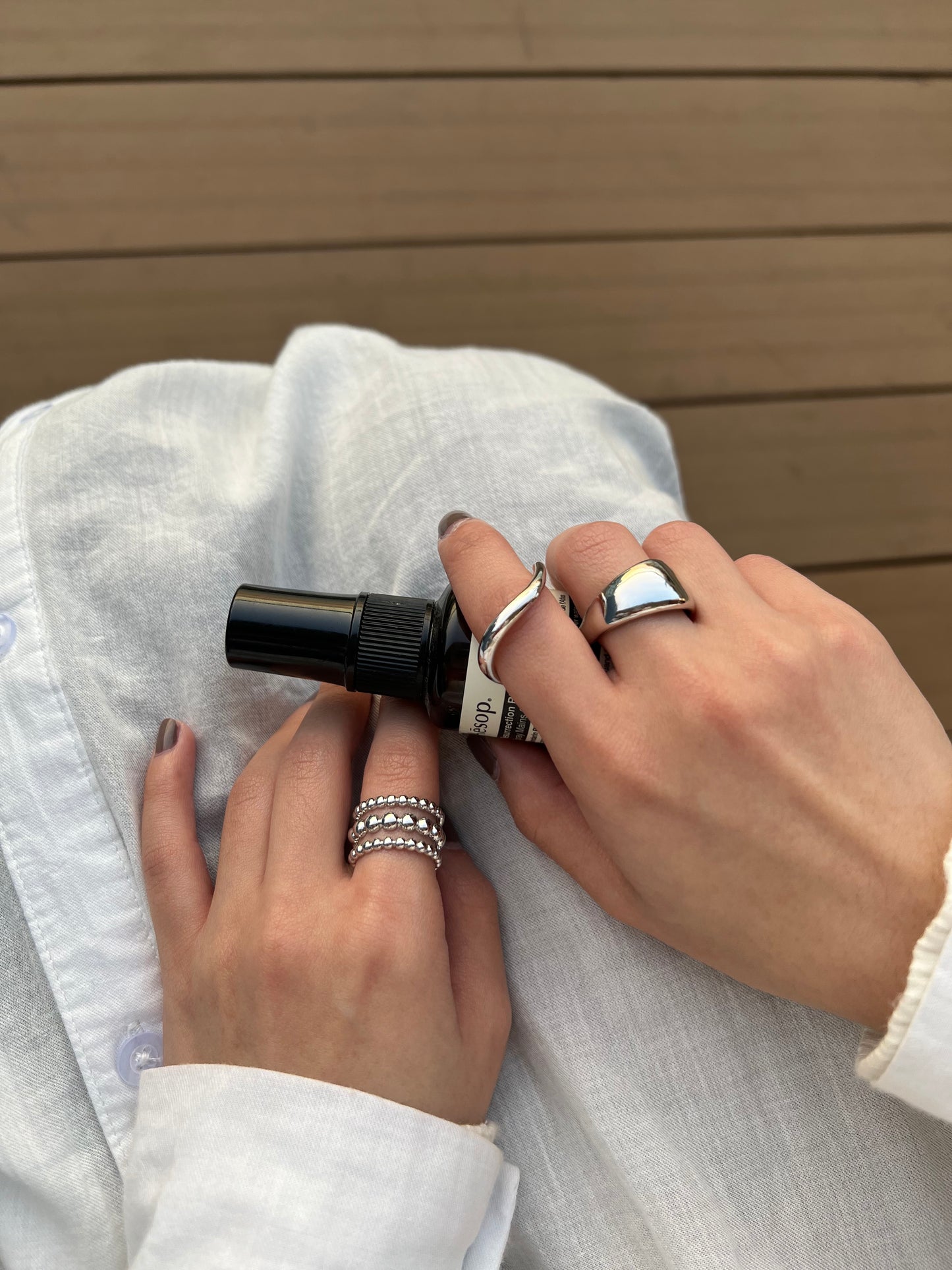 粗幼拼雙指戒指