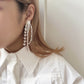 私心款 // 氣質珍珠透明花花長耳環