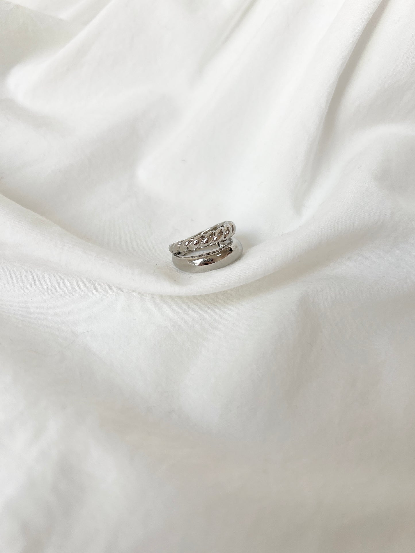 扭紋拼雙層戒指