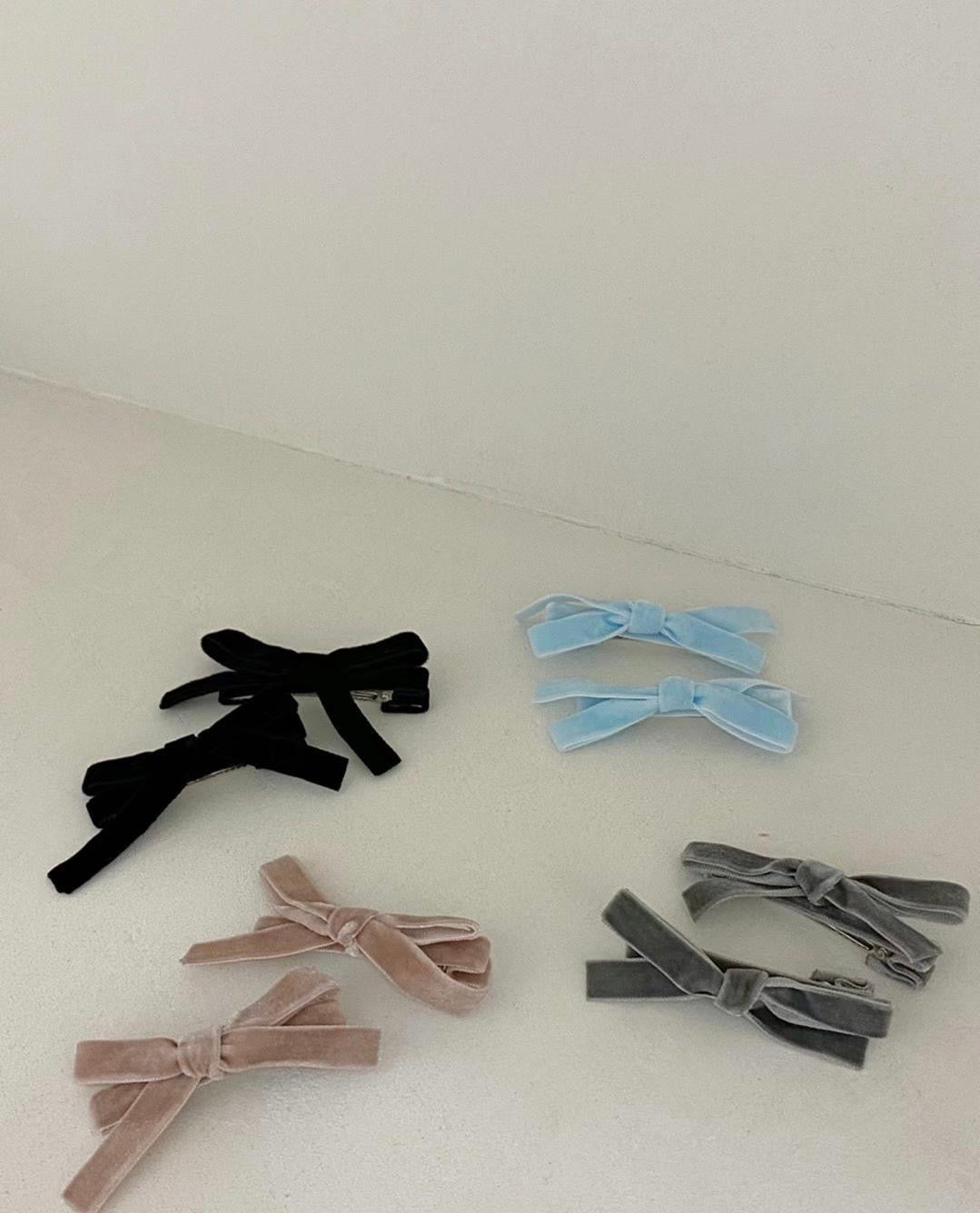 4色入！絨面小蝴蝶結髮夾SET