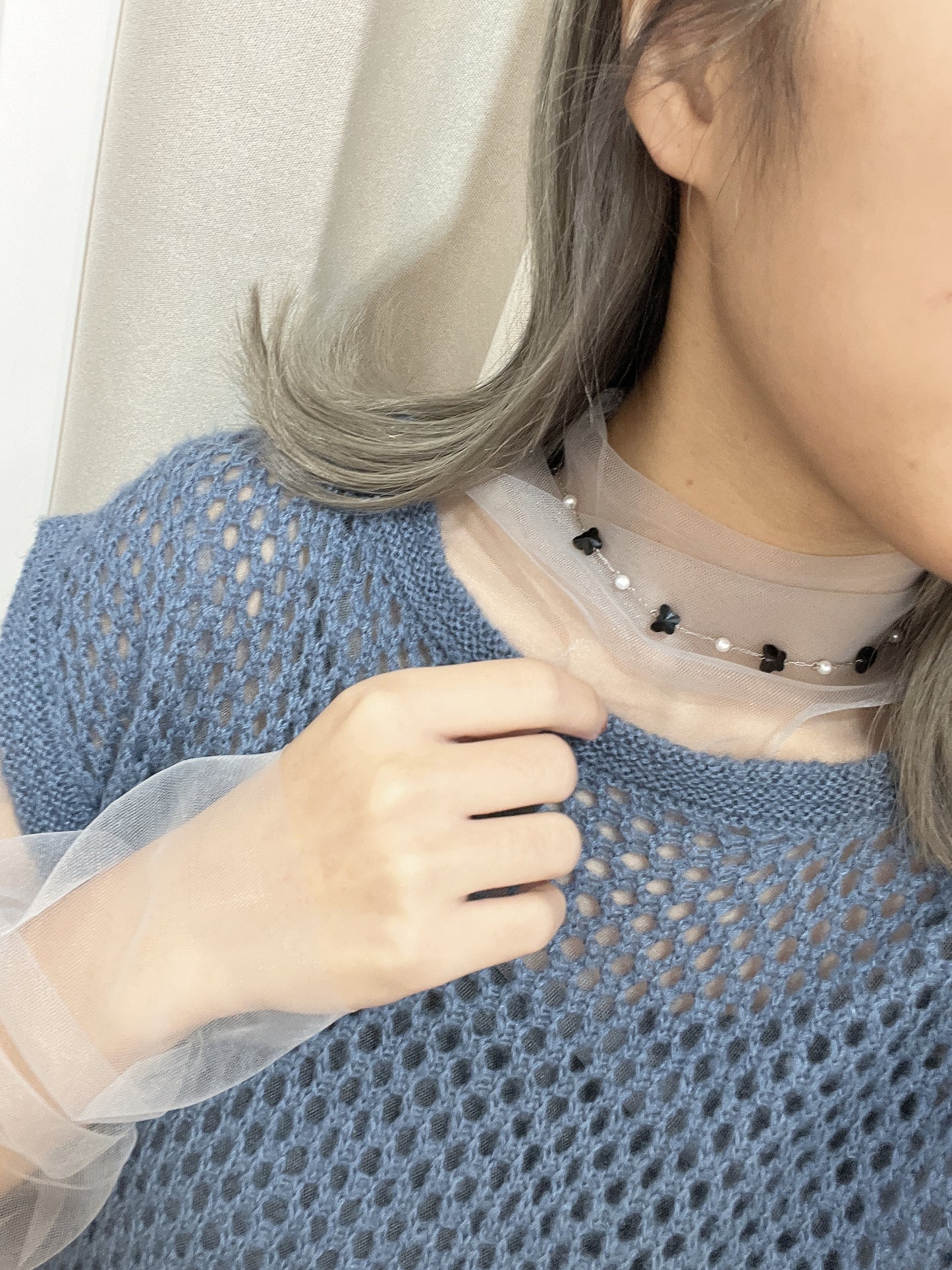 熱賣的// 蝴蝶拼珍珠幼頸鏈