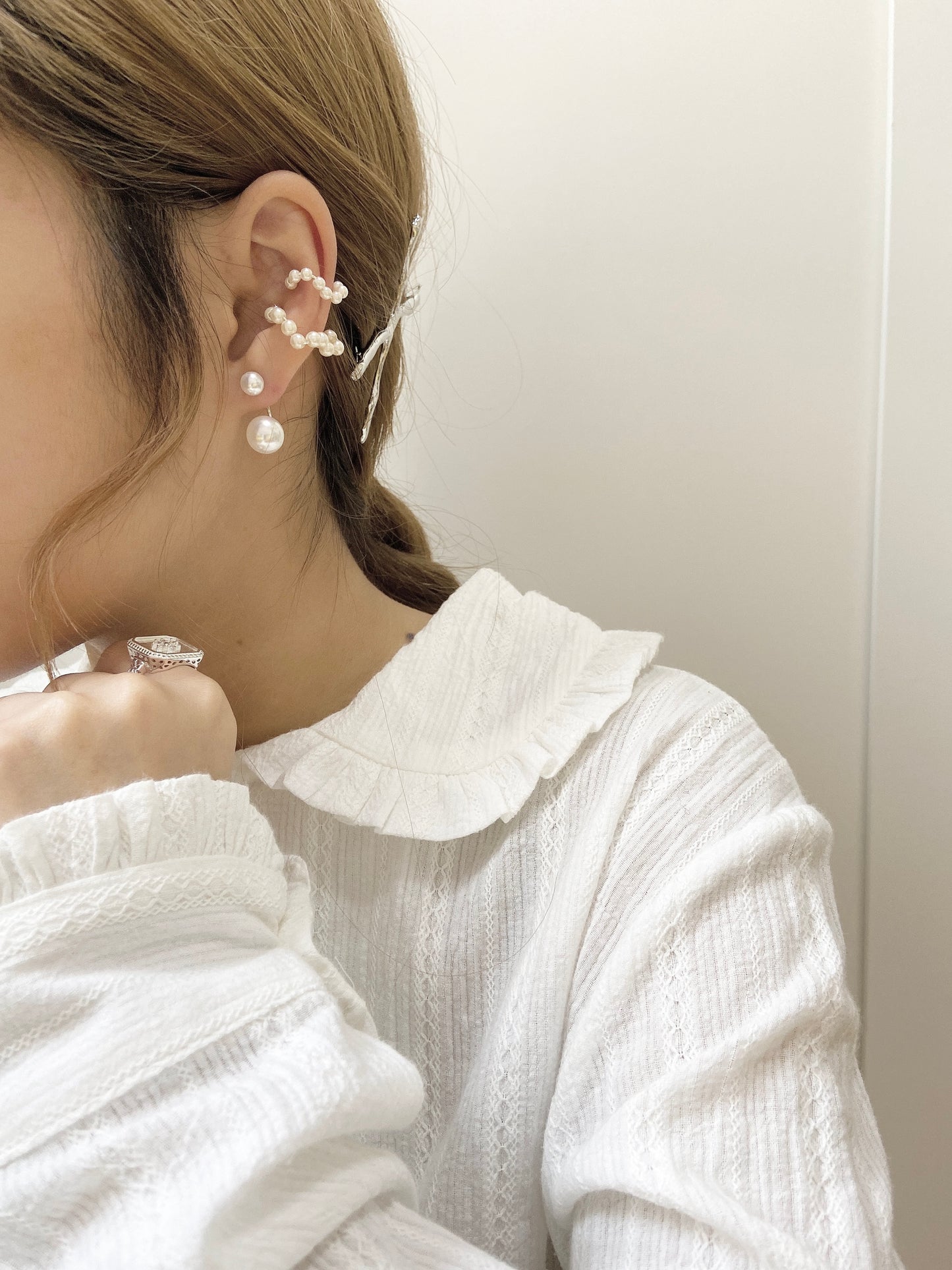 熱賣！不規則幼線珍珠EAR CUFF