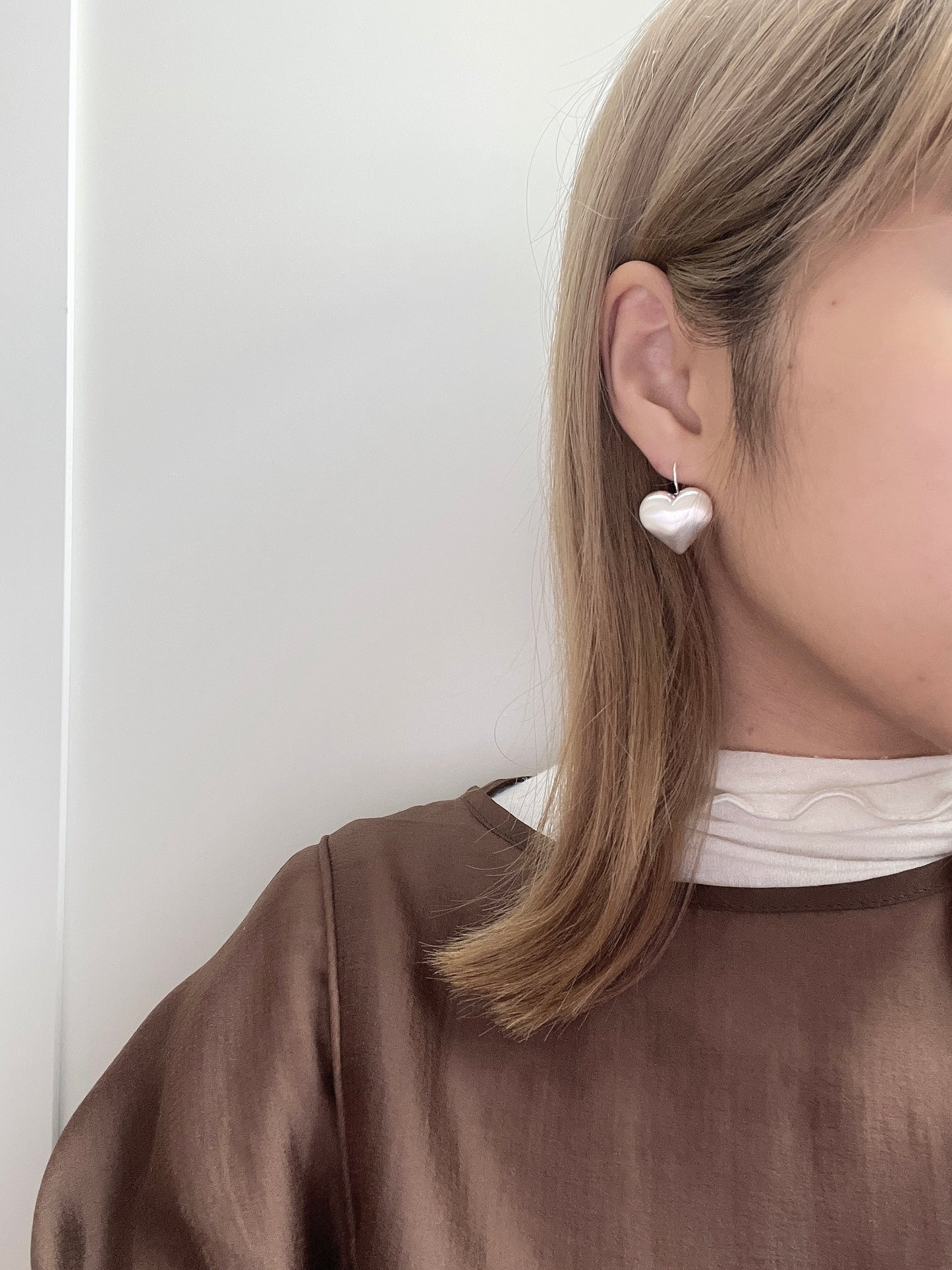 霧面質感心心耳環