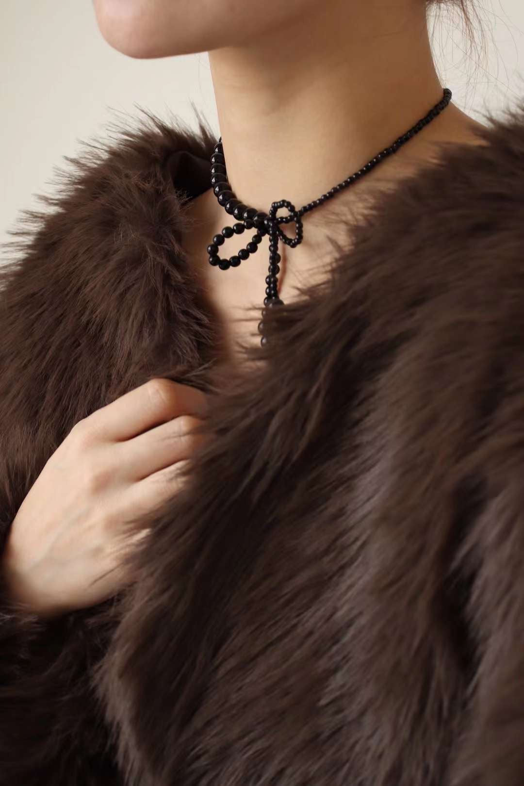 氣質珠珠蝴蝶結頸鏈