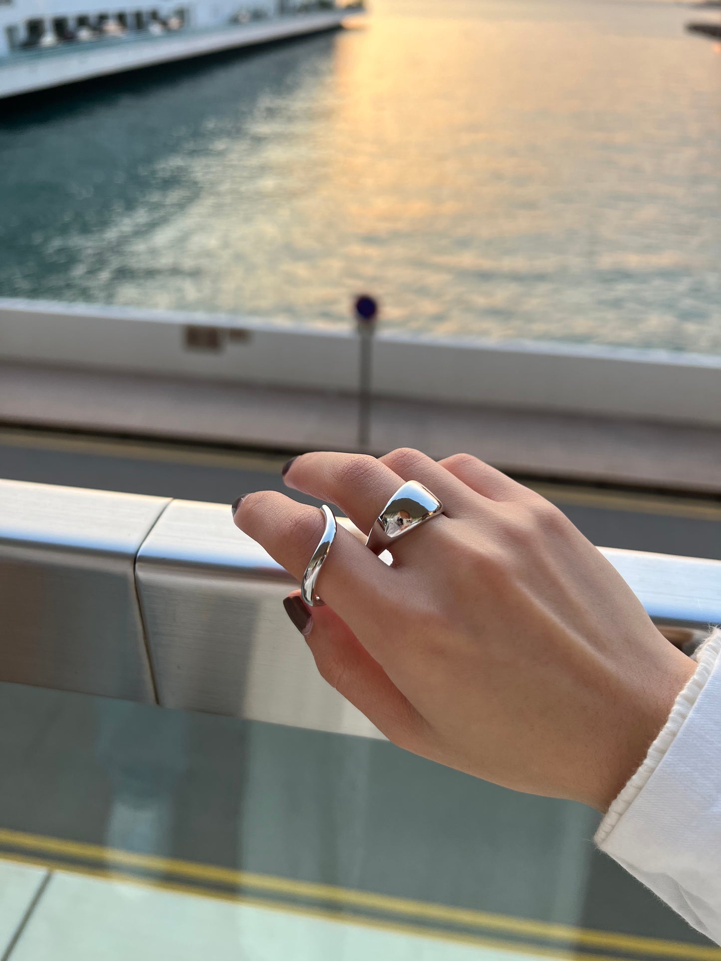 粗幼拼雙指戒指