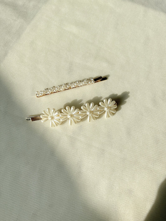 小雛菊珍珠髮夾SET